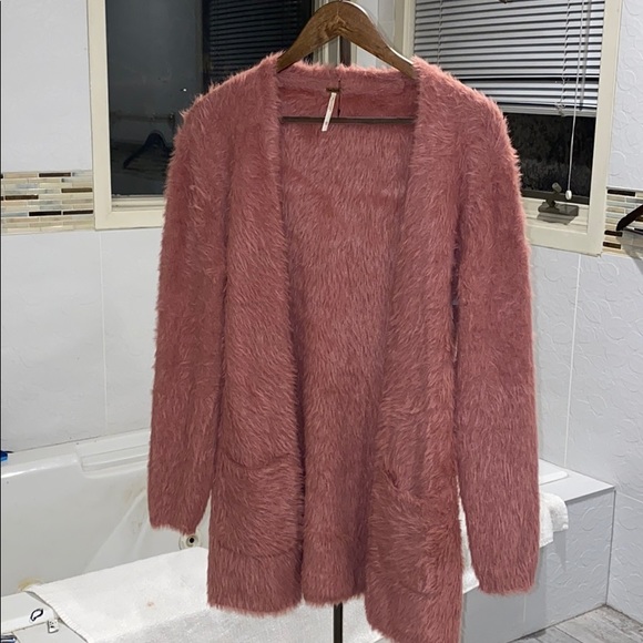 Free People Faux Fur Teddy Boyfriend Cardigan - Picture 3 of 6